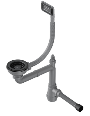 Omoikiri WK-1-UN-GM Арматура для одночашевых моек с универс. прямоуг. переливом, вороненая сталь