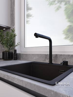 Emar ЕС-7027 Black, смеситель, черный Детальное фото товара: Emar ЕС-7027 Black, смеситель, черный