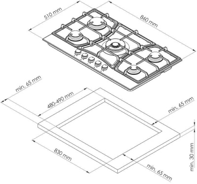 Детальное фото товара: Kuppersberg FS 910 C Bronze газовая поверхность