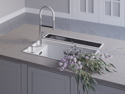 Детальное фото товара: Omoikiri Kinaru 86-U/I WH, мойка, керамика, белый