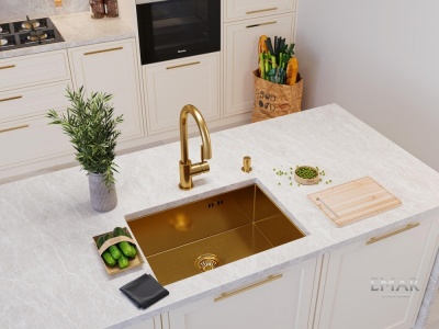 Emar EMB-123 PVD Nano Golden, мойка, нержавеющая сталь, золото Детальное фото товара: Emar EMB-123 PVD Nano Golden, мойка, нержавеющая сталь, золото