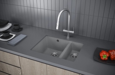 Детальное фото товара: KUCHENSTERN UNDER 60-2, мойка, гранит, титан