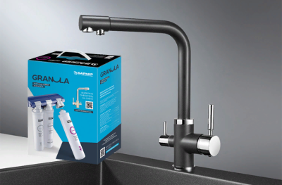 GRANULA 2015 смеситель, гранит, черный + АКС-002 фильтр Барьер ЭКСПЕРТ
