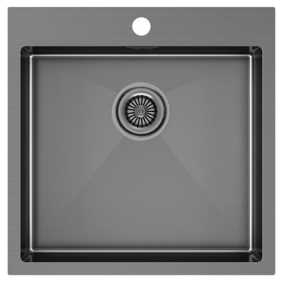 Детальное фото товара: Paulmark KRONER 51, мойка, нержавеющая сталь, вороненая сталь