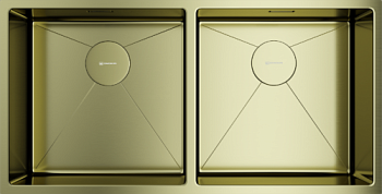 Фото товара: Omoikiri Taki 86-2-U/IF LG, мойка, нержавеющая сталь/светлое золото