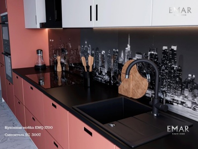 Детальное фото товара: Emar EMQ-1700.Q, мойка, гранит, оникс