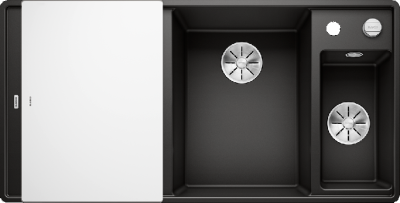 Детальное фото товара: Blanco Axia III 6S-F, мойка, чаша справа, гранит, черный, доска стекло
