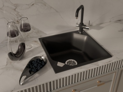 Детальное фото товара: Rivelato TOVEL 9025208, смеситель, гранит, антрацит 501 хром