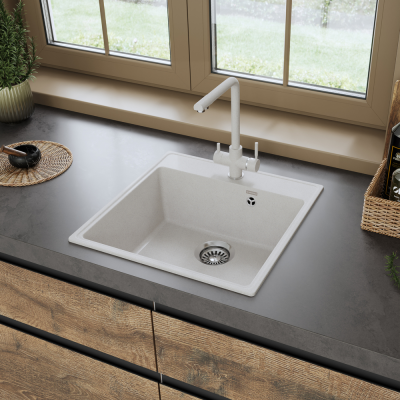 Детальное фото товара: Maunfeld Perla 505 MFQS-505W, мойка, гранит, кремовый