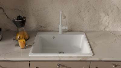 Детальное фото товара: Rivelato ALBANO 1573503, смеситель, гранит, белый 101 золото