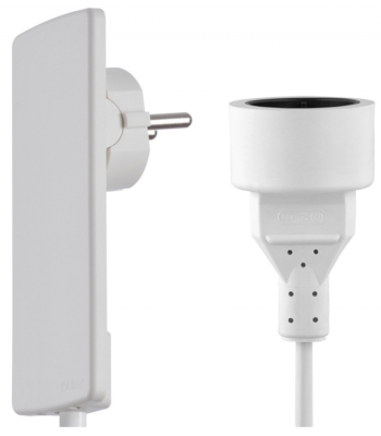Детальное фото товара: EVOLINE Plug, удлинитель с плоской вилкой с кабелем 1,5 м, белый