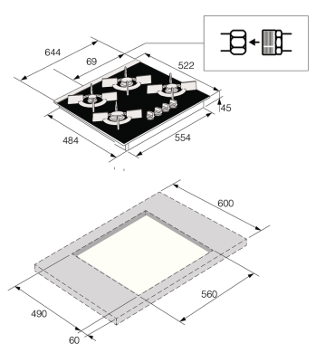 Детальное фото товара: ASKO HG8640BGB1 газовая поверхность