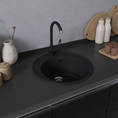 Детальное фото товара: Maunfeld Medusa 485 MFQS-485B, мойка, гранит, черный