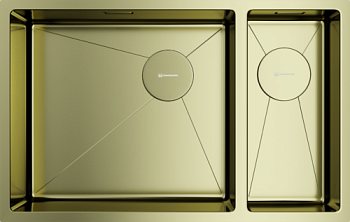 Фото товара: Omoikiri Taki 69-2-U/IF-LG-L Side, мойка, нержавеющая сталь/светлое золото, чаша слева