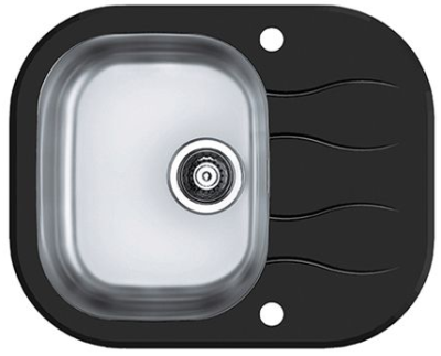 ALVEUS WAVE 10, мойка, нержавеющая сталь/стекло, черный (в компл.с сиф. 1127251)