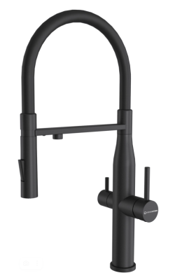 Детальное фото товара: KUCHENSTERN ELIT-FE, смеситель, нержавеющая сталь, черный