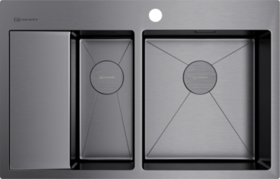 Omoikiri Akisame 78-2-GM-R, мойка, нержавеющая сталь/вороненая сталь, чаша справа