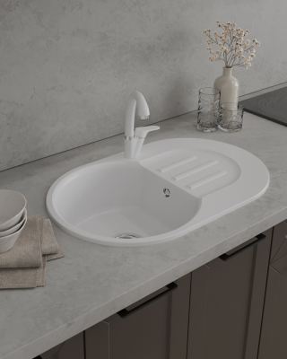 Детальное фото товара: ЭкоМ М-685, мойка, мрамор, белый