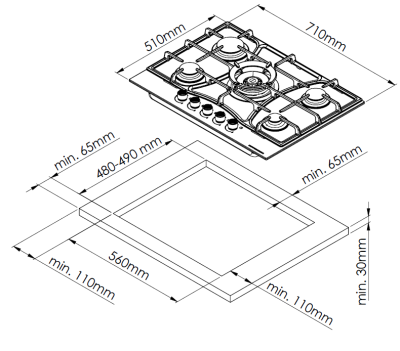 Детальное фото товара: Kuppersberg FG 73 W газовая поверхность
