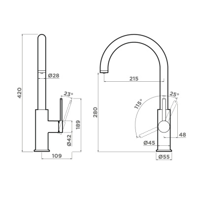 Omoikiri Okawa 2 Plus-GM, смеситель, нержавеющая сталь, вороненая сталь Детальное фото товара: Omoikiri Okawa 2 Plus-GM, смеситель, нержавеющая сталь, вороненая сталь