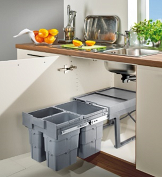 Фото товара: Ninka Easy Waste мусорная система, 3 ведра - 16л, 7л, 7л, серый