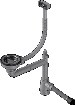 Фото товара: Omoikiri WK-1-S-GM Арматура для одночашевых моек со скрытым переливом, вороненая сталь