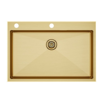 Детальное фото товара: Paulmark KRONER-EDGE 75, мойка, нержавеющая сталь, брашированное золото 