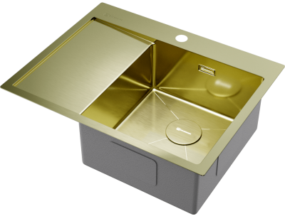 Детальное фото товара: Omoikiri Akisame 65-LG-R, мойка, нержавеющая сталь/светлое золото, чаша справа