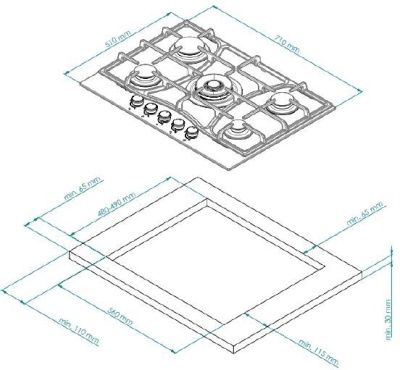 Детальное фото товара: Kuppersberg FS 710 Ant Bronze газовая поверхность