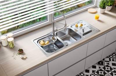 Детальное фото товара: ALVEUS LINE MAXIM 100 SAT 90, мойка, нержавеющая сталь (в компл.с сифоном 1127257)