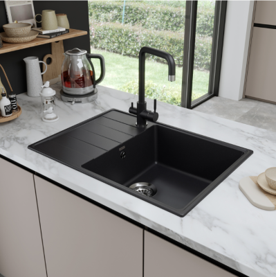 Детальное фото товара: Maunfeld Lacrima 700 MFQS-700B, мойка, гранит, черный