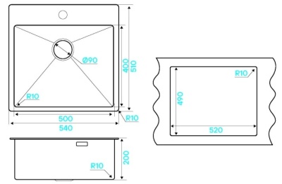 Детальное фото товара: KUCHENSTERN WERK 60, мойка, нержавеющая сталь