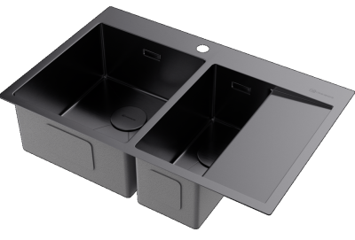 Детальное фото товара: Omoikiri Akisame 78-2-GM-L, мойка, нержавеющая сталь/вороненая сталь, чаша слева
