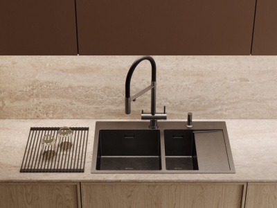 Детальное фото товара: Omoikiri Akisame 78-2-GM-L, мойка, нержавеющая сталь/вороненая сталь, чаша слева