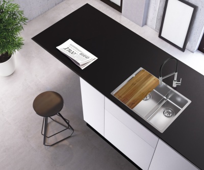 Детальное фото товара: ALVEUS NOX 90L BRS, мойка, нержавеющая сталь, левая (в комплекте с интегрированным сифоном)