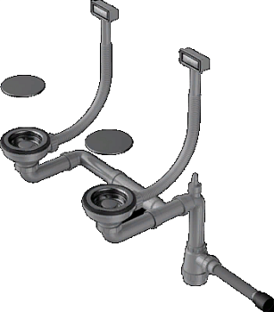 Фото товара: Omoikiri WK-2C-GM Арматура для двухчашевых моек с декоративными накладками, вороненая сталь