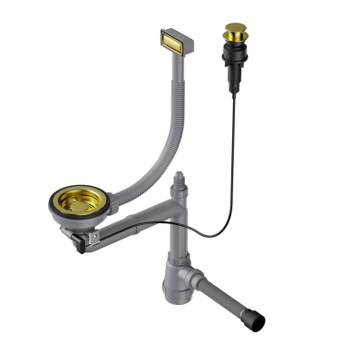 Фото товара: Omoikiri WK-1-LG-A Арматура для одночашевых моек с прямоугольным переливом, светлое золото