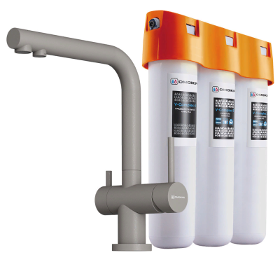 Детальное фото товара: Omoikiri Nagano-GR-P, смеситель, гранит, leningrad grey + Pure drop Lite