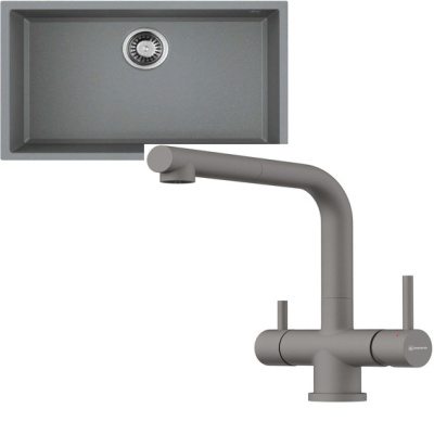 Детальное фото товара: Omoikiri Tedori 66-U-GR + Takamatsu-S-GR leningrad grey
