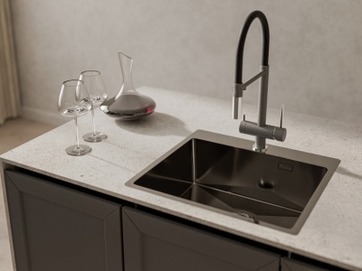 Детальное фото товара: Rivelato RINOX 5450 PVD black, мойка, нержавеющая сталь, черный