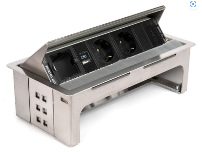 ASA VersaHit, 2 эл. розетки, 2 USB зарядки, нержавеющая сталь