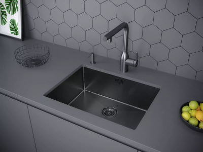 Paulmark NEXT 58 UNI, мойка, вороненная сталь Детальное фото товара: Paulmark NEXT 58 UNI, мойка, вороненная сталь