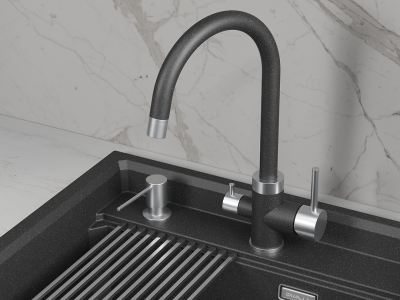 Детальное фото товара: GRANULA 5169 смеситель, нержавеющая сталь, черный
