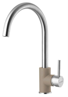 ALVEUS ELZA G02M PEBBLE, смеситель, хром/гранит, светло бежевый