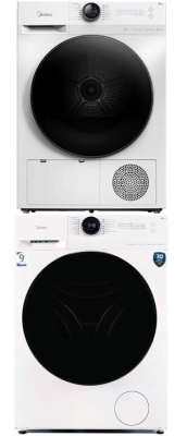 Детальное фото товара: Midea стирка MF200W90WBS/W-RU + сушка MD200D90WB/W-RU + соед.эл MSKK-W01