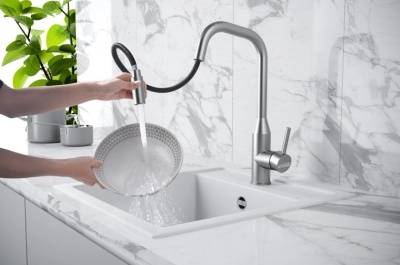 Детальное фото товара: KUCHENSTERN FILA-S, смеситель, нержавеющая сталь