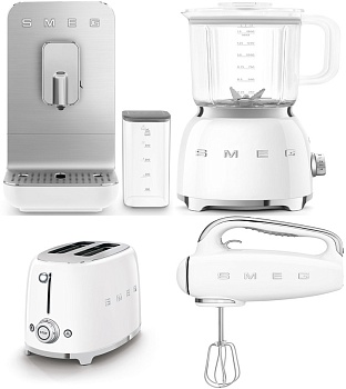 Фото товара: Smeg KLF04WHEU + TSF01WHEU + BCC13WHMEU + BLF03WHEU + HBF03WHEU + HMF01WHEU + CJF11WHEU + KBSF02WH