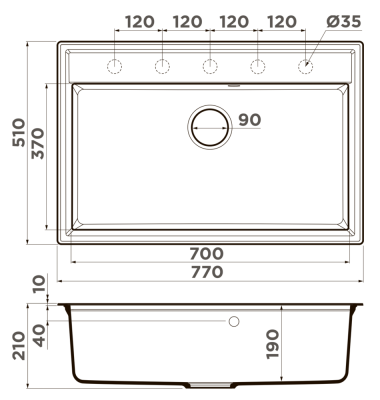 Omoikiri Daisen 77-WH, мойка, гранит, белый Детальное фото товара: Omoikiri Daisen 77-WH, мойка, гранит, белый