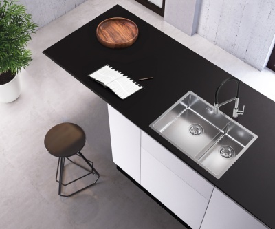 Детальное фото товара: ALVEUS NOX 90L BRS, мойка, нержавеющая сталь, левая (в комплекте с интегрированным сифоном)