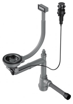 Детальное фото товара: Omoikiri WK-1-GM-A Арматура для одночашевых моек с прямоугольными переливами, вороненая сталь